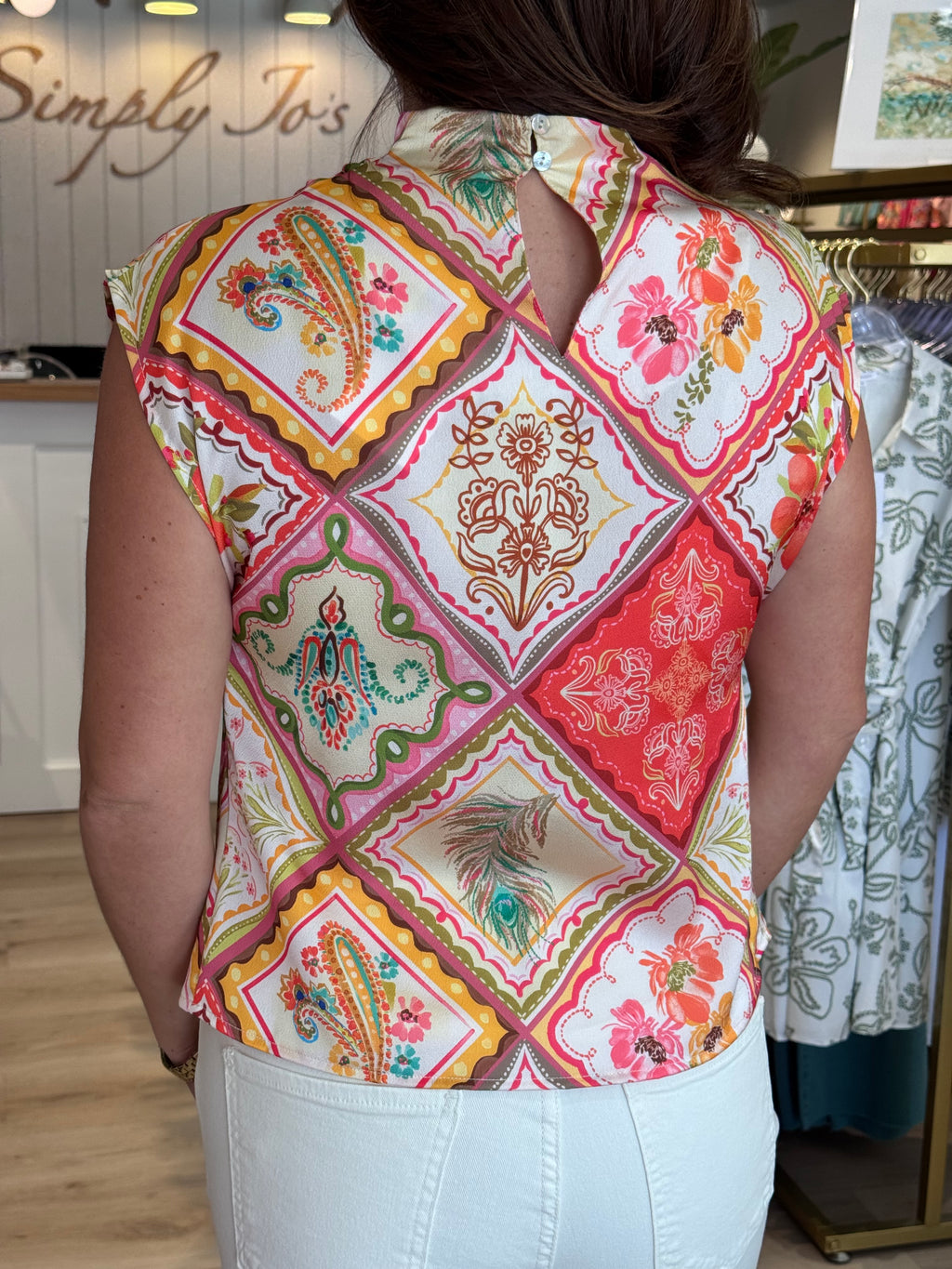 Silky Cowl Neck Floral Top