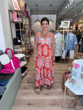 Strap Long Leaf Print Dress