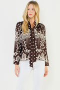 Tie Neck Long Sleeve Top