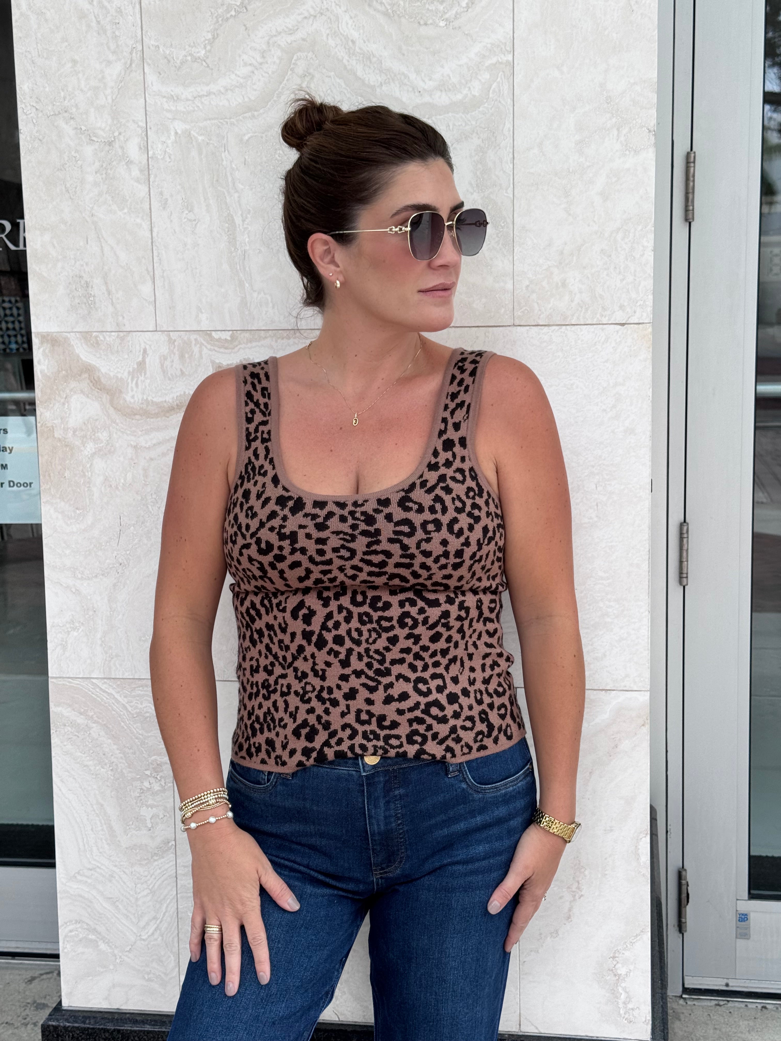 Cheetah Tank - Mocha/Black