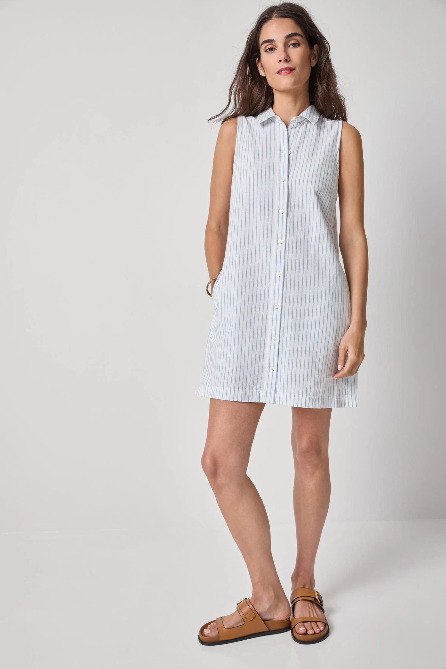 Striped Button Down Dress : Capri Stripe