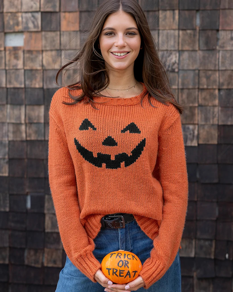 Jack-O-Lantern Crew Cotton Carrot/Charcoal