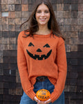 Jack-O-Lantern Crew Cotton Carrot/Charcoal