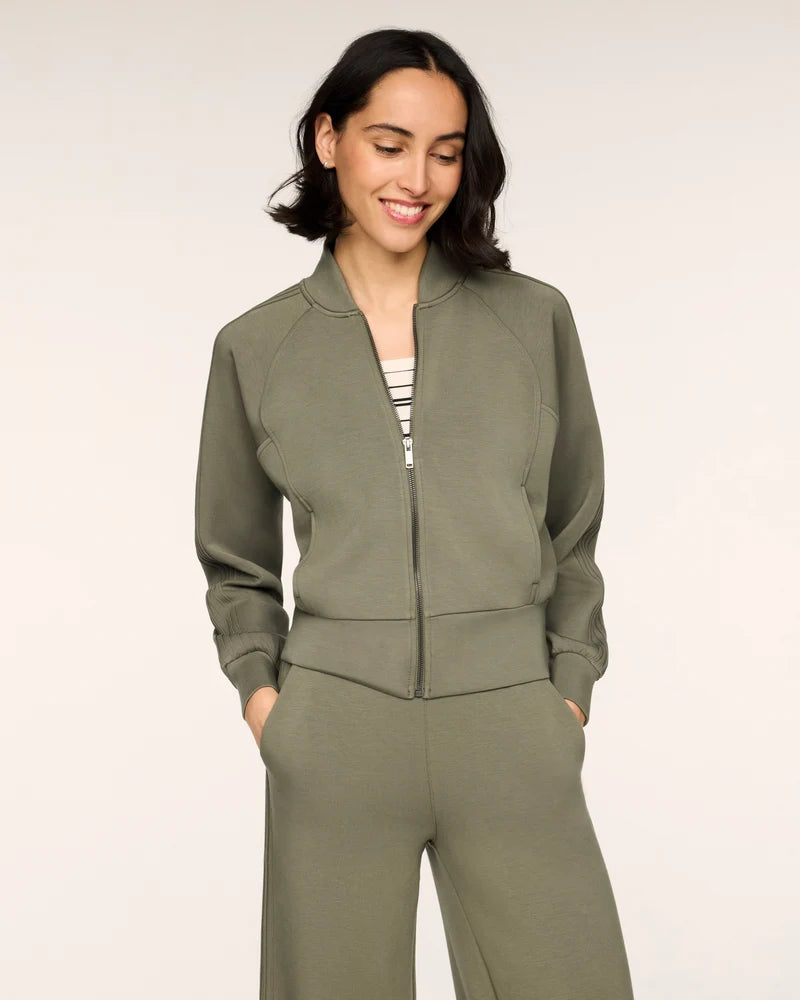 SPANX AIRESSENTIALS Pintuck Track Jacket - Herb