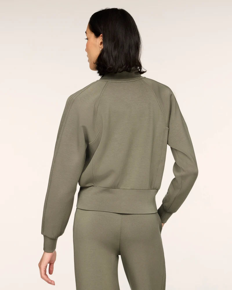 SPANX AIRESSENTIALS Pintuck Track Jacket - Herb