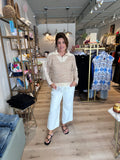 KERISMA Drago Zip Sweater Ecru/Camel