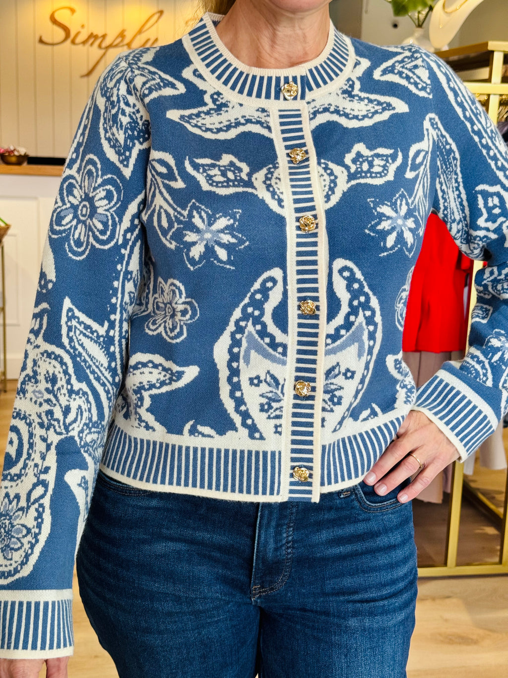 THML White and Blue Cardigan