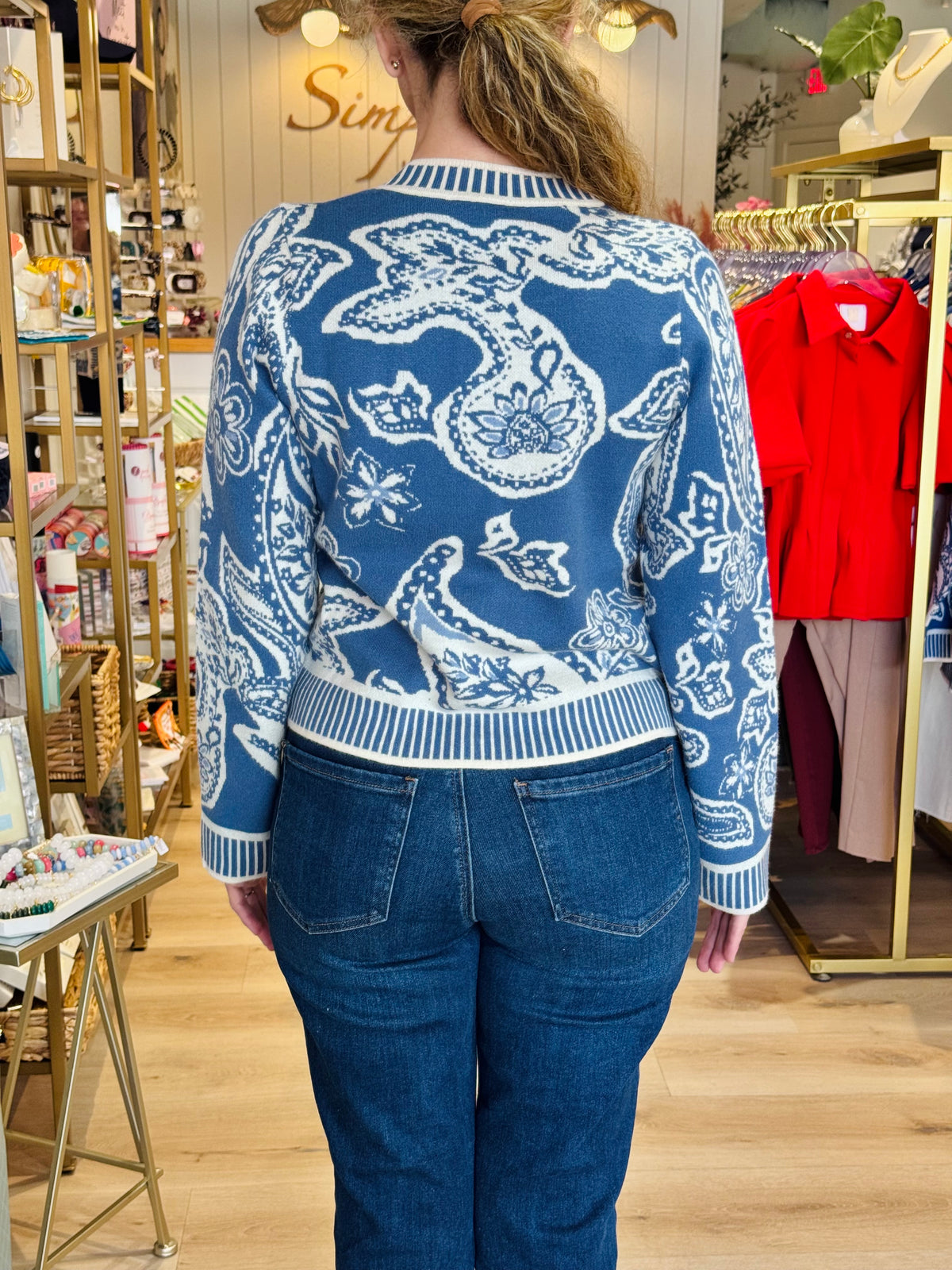 THML White and Blue Cardigan