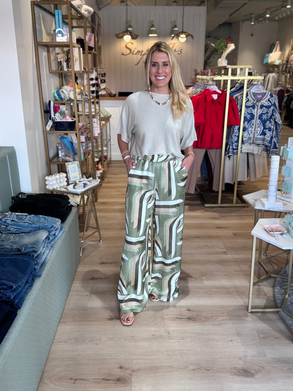 Milio Milano Elastic Print Pant in Green