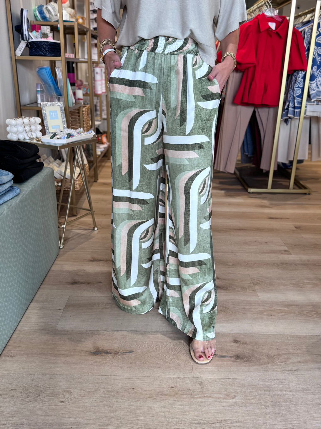 Milio Milano Elastic Print Pant in Green