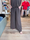 Milio Milano Wide Leg Palazzo Pants in Chocolate