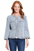 Denim Jacket with Braid Trim
