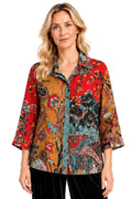 John Mark Mix Print Button Down Blouse
