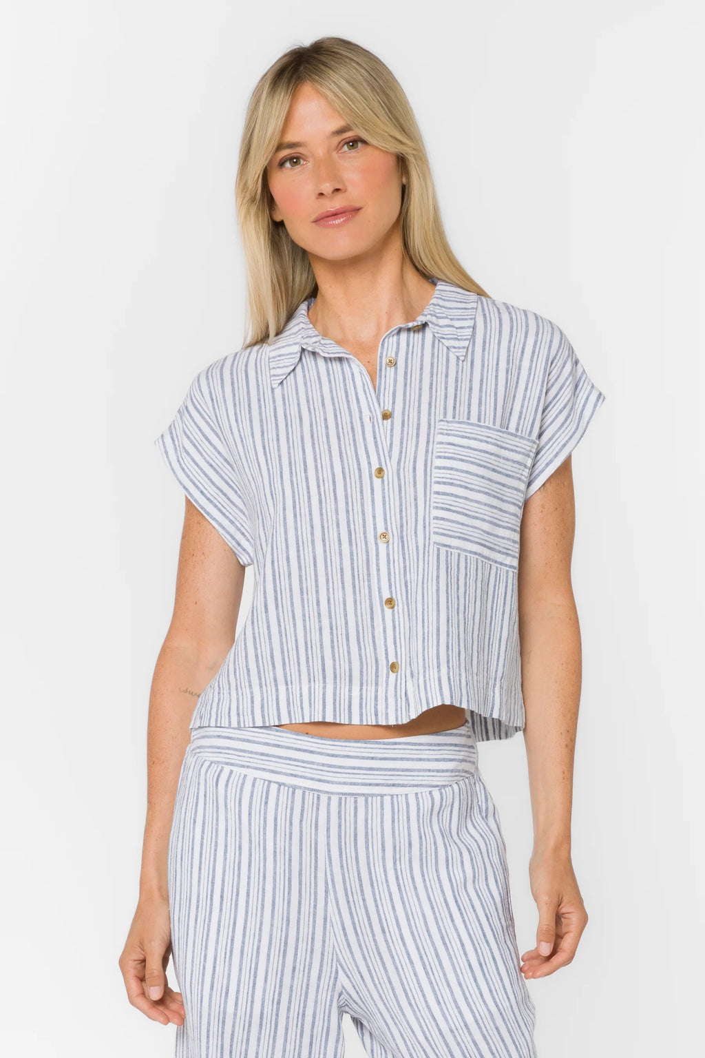 Lucky Top - Washed Blue Stripe