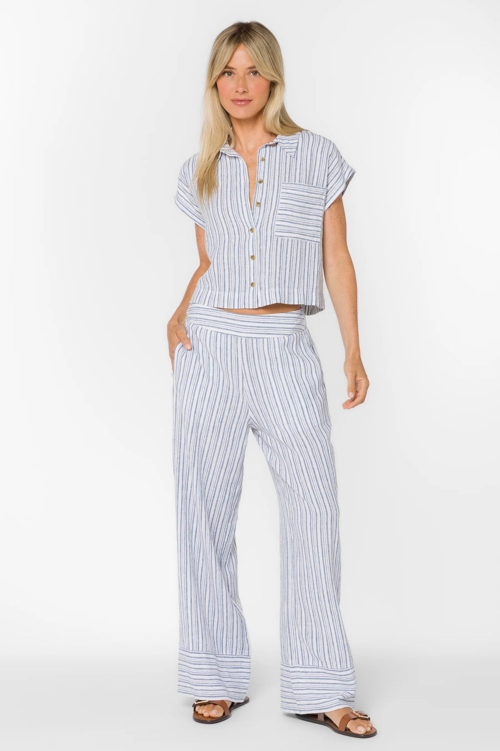 Lucky Top - Washed Blue Stripe