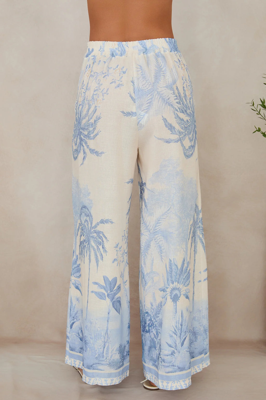 Tropical Palm Tree Linen Pants