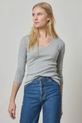 3/4 Sleeve V-Neck - Heather Grey