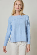 Drop Shoulder Seamed Boatneck - Cornflower