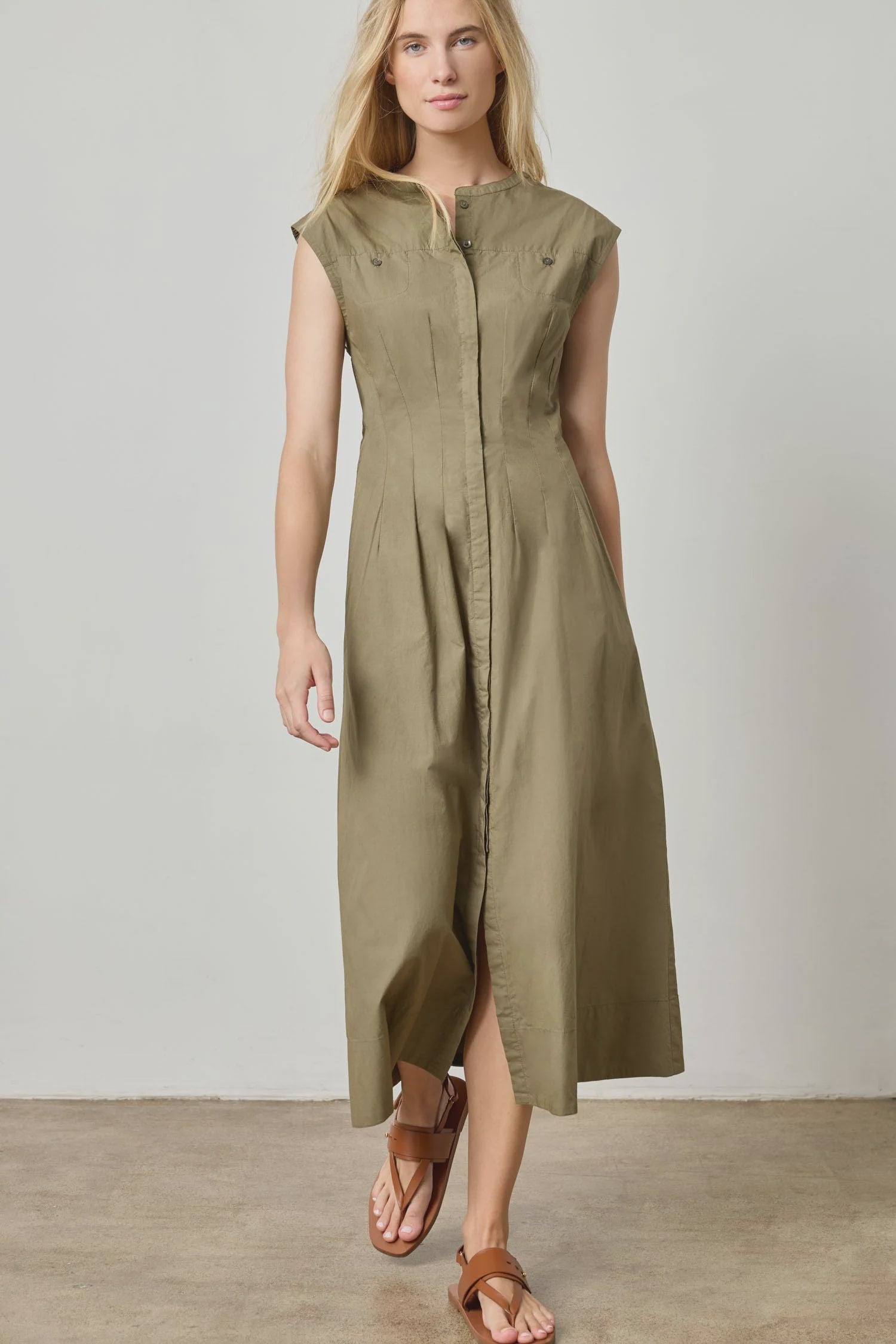 Sleeveless Seamed Maxi Dress : Kelp