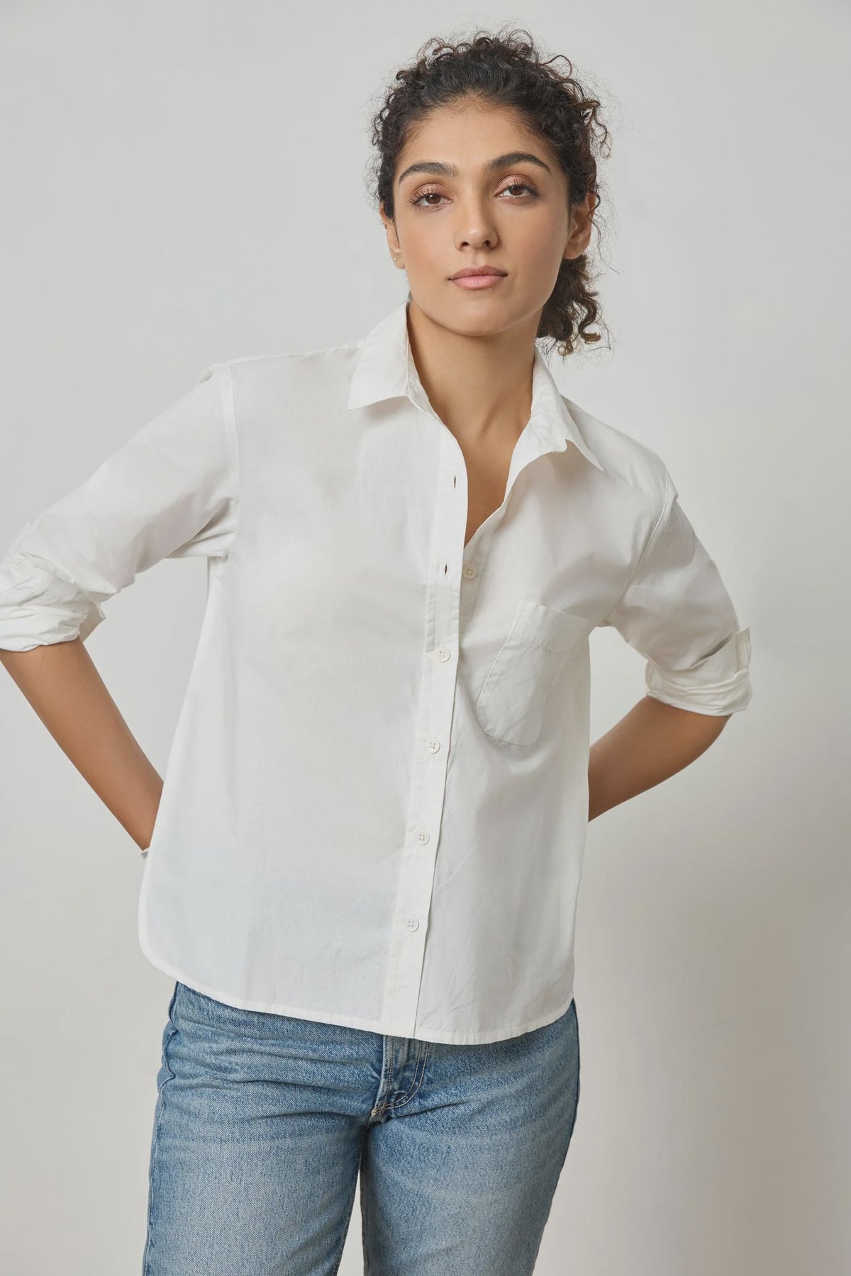 Poplin Button Down : White
