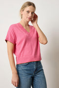 Short Sleeve V-Neck Pullover Sweater : Calypso