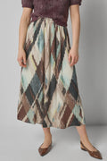 Pleated Maxi Skirt : Cappuccino Plaid