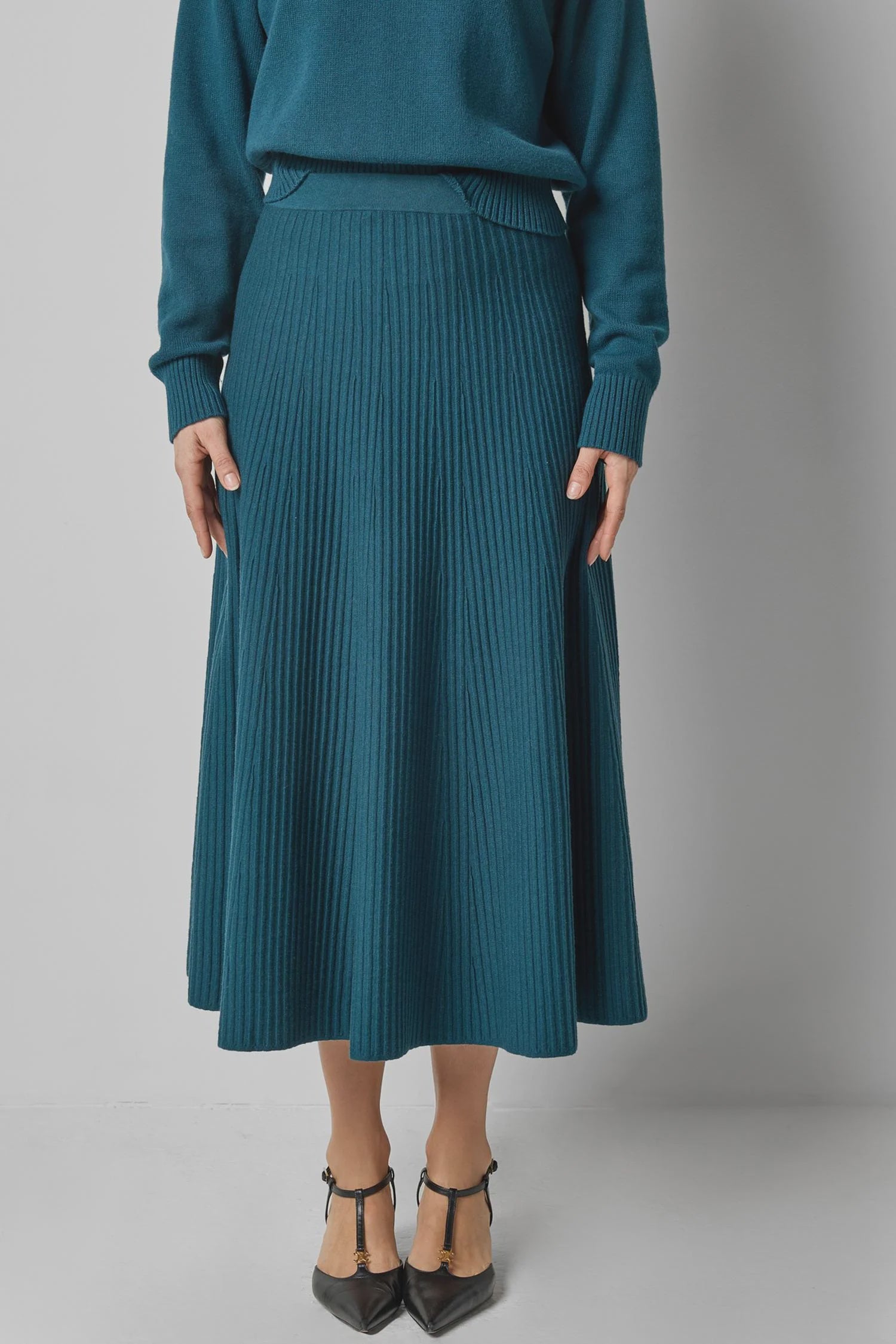 Flared Knit Skirt Deep Sea