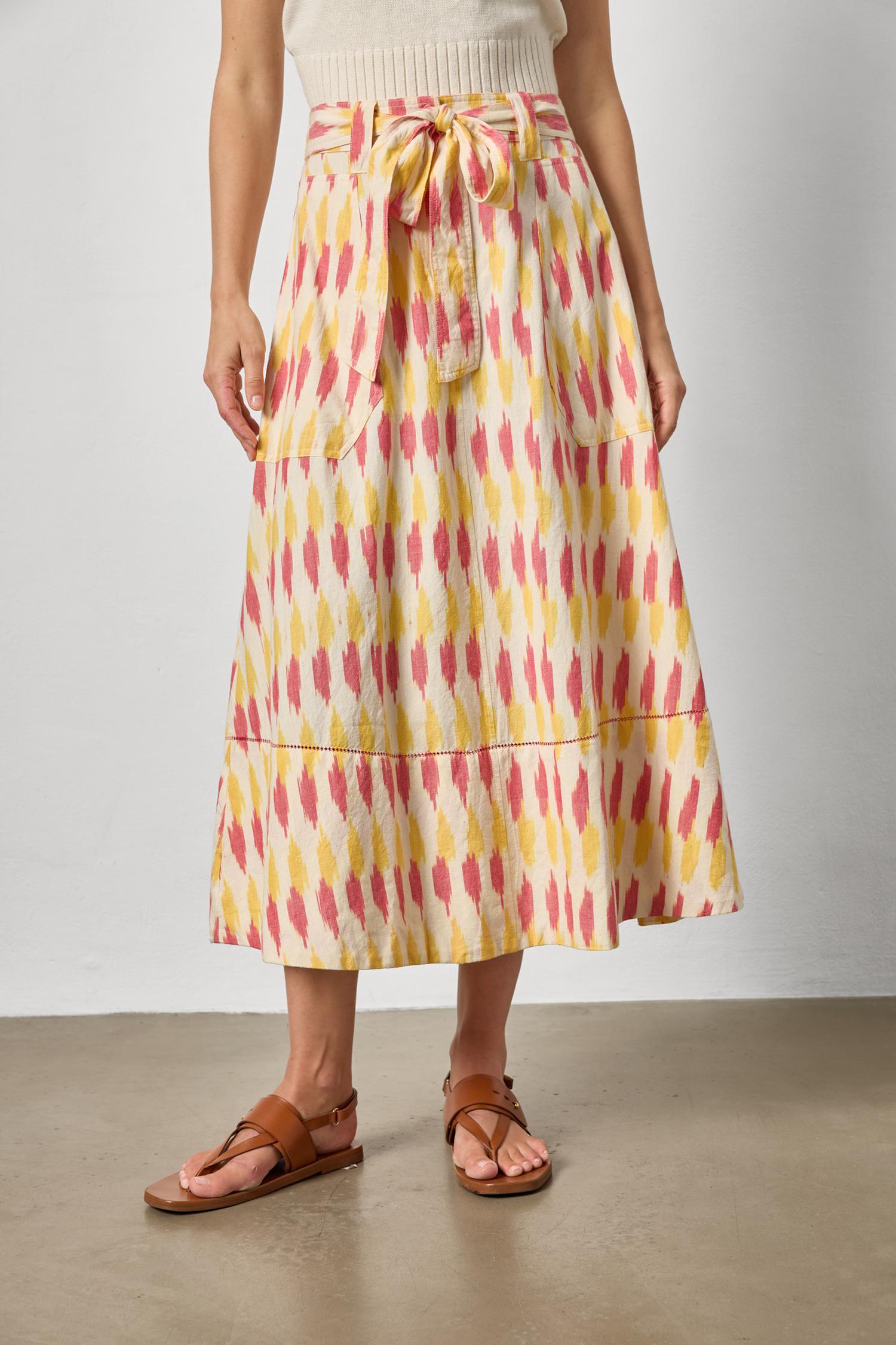 Ikat Long Skirt in Taffy Ikat