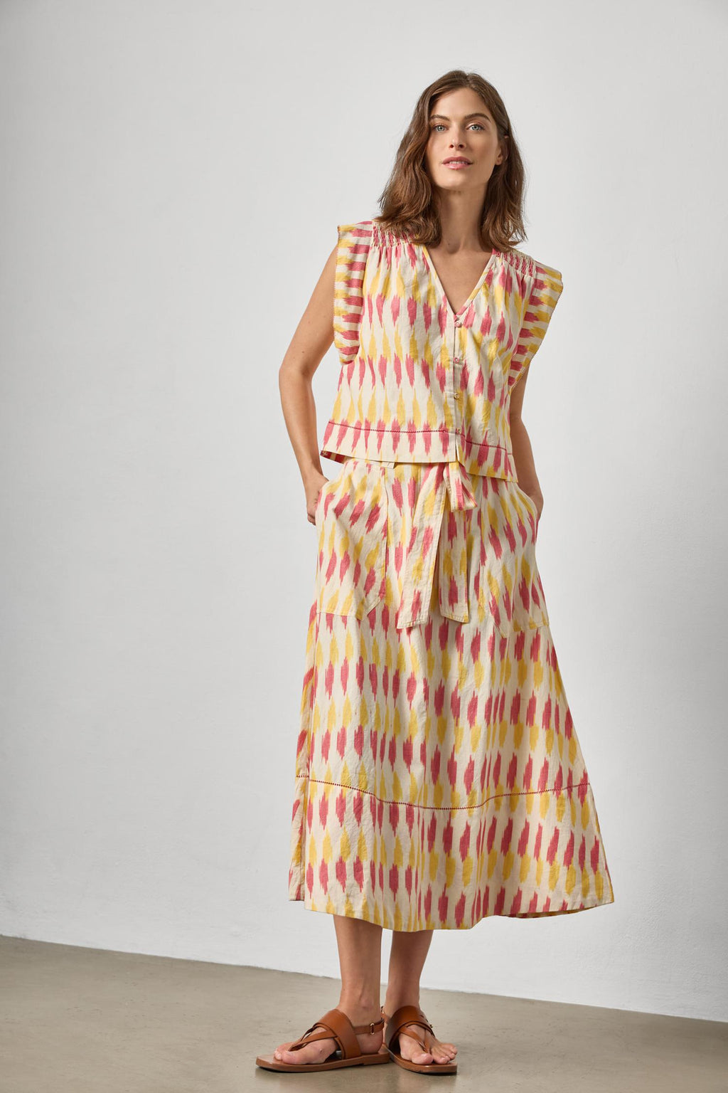 Ikat Long Skirt in Taffy Ikat