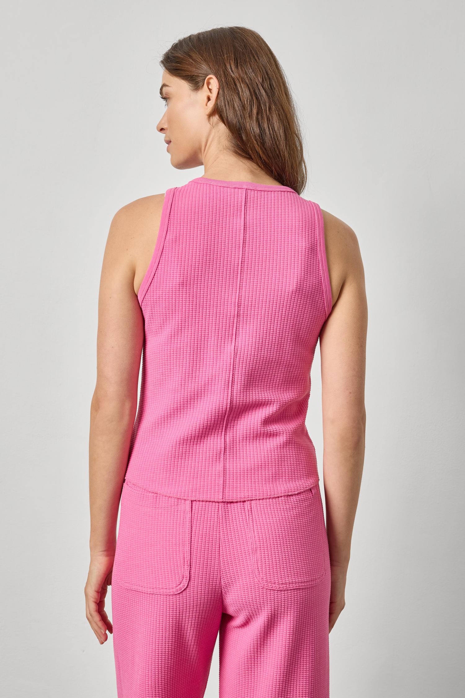 Shirttail Hem Tank in Dahlia
