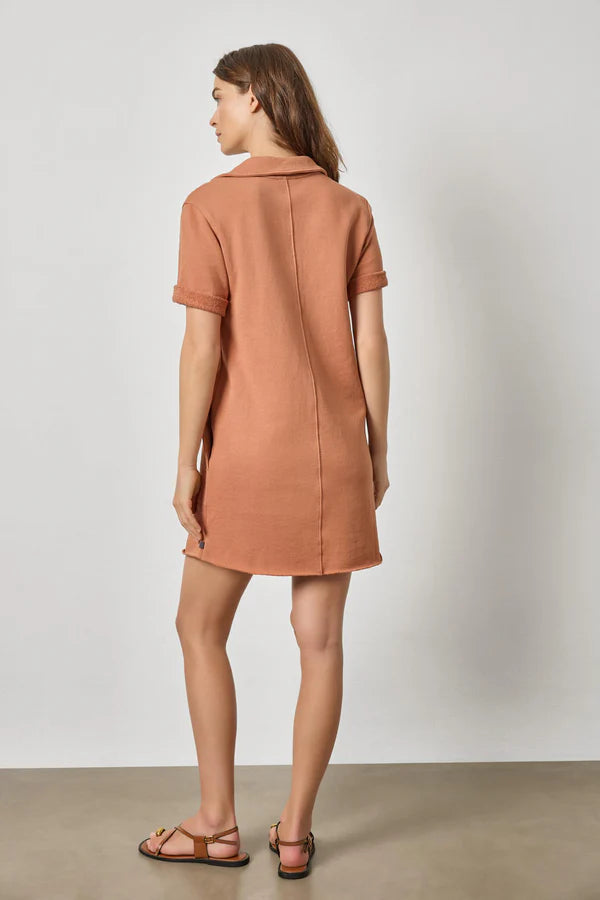 Raw Hem Terry Dress - Carob