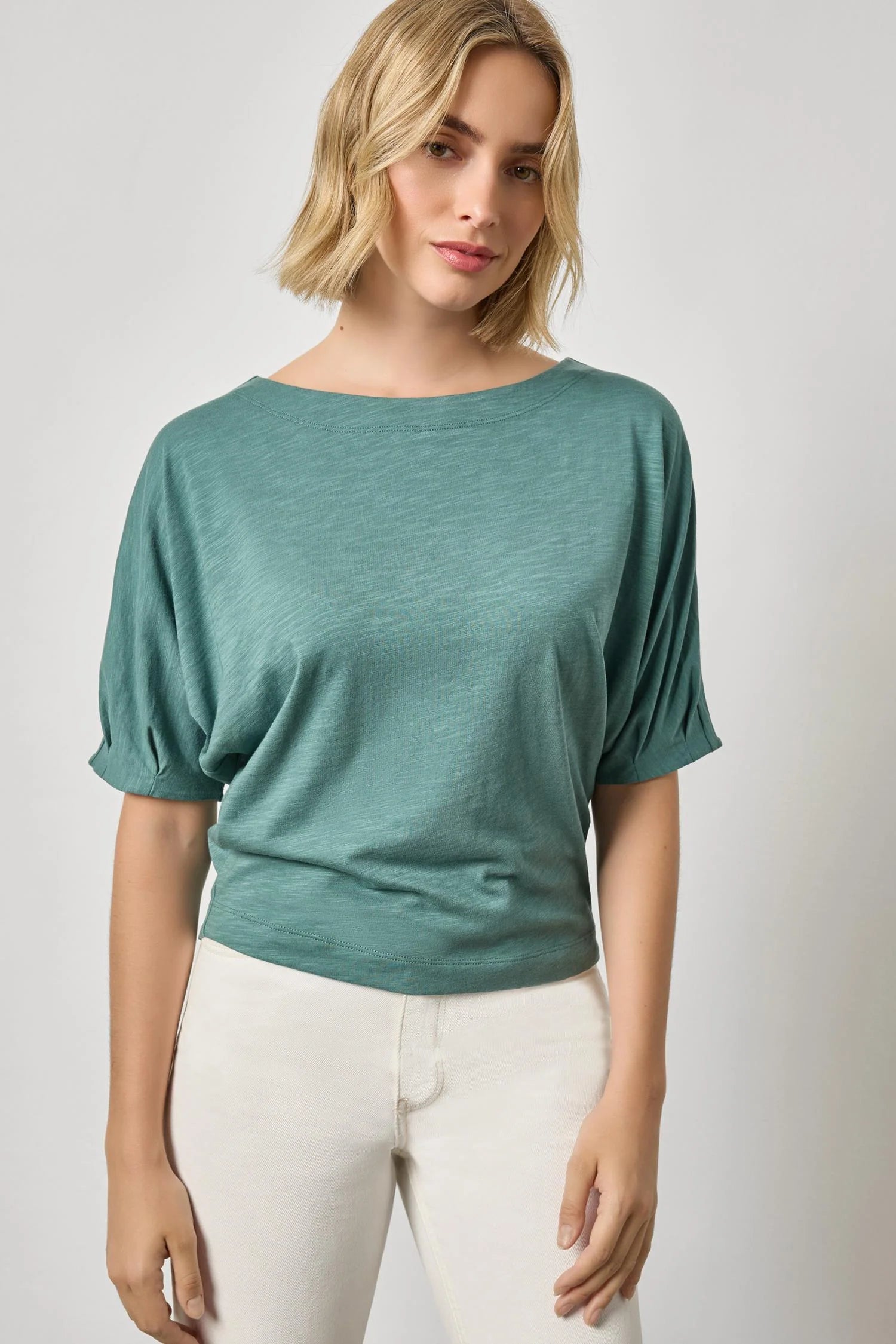 Darted Sleeve Dolman Wedge in Eucalyptus