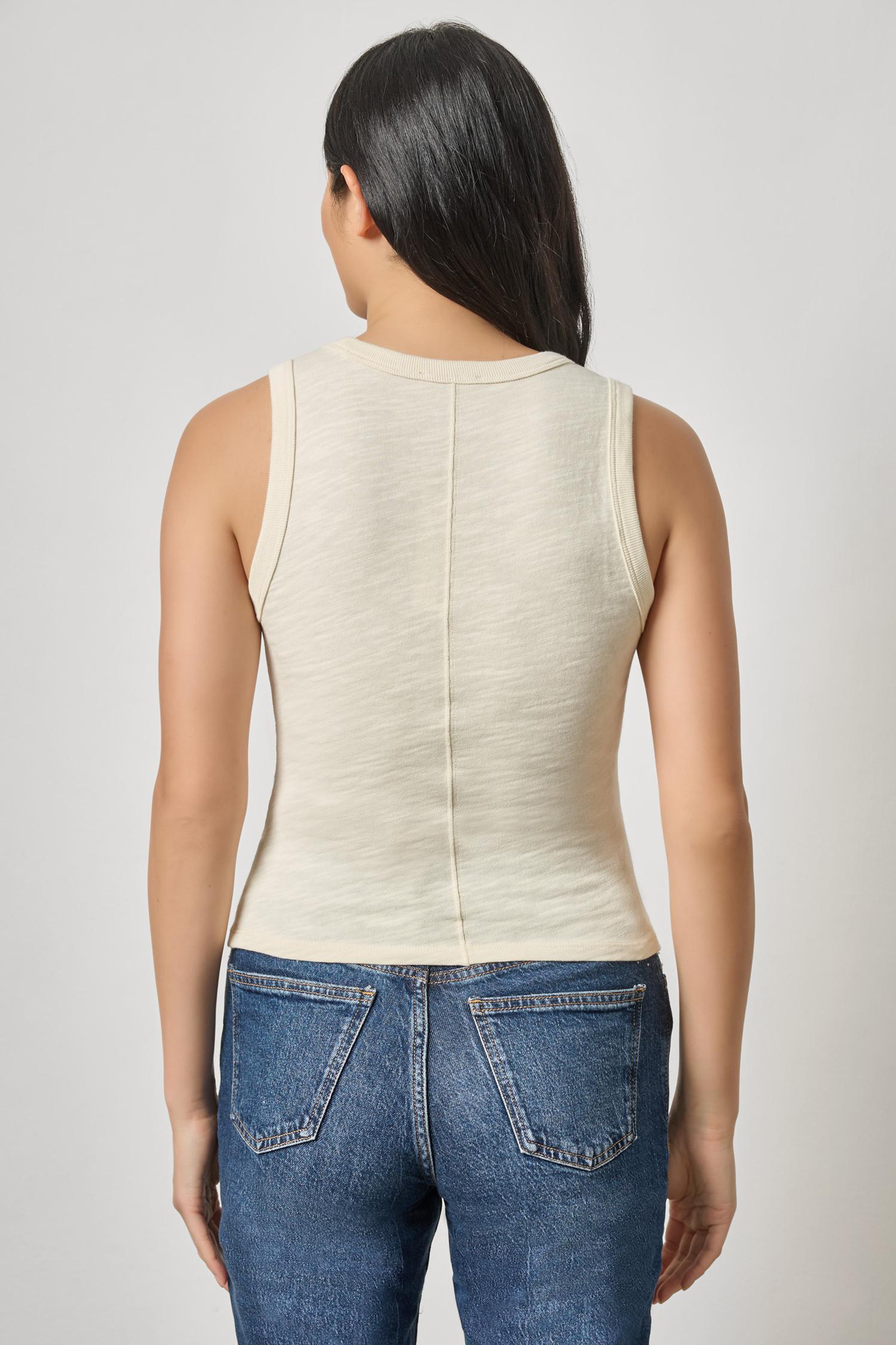 Vintage Side Pleat Tank in Oyster