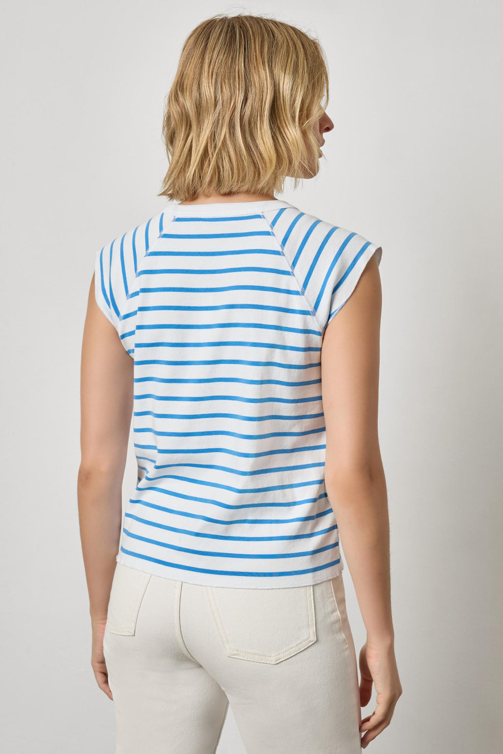 Rib Stripe Short Sleeve Scoop Neck : Regatta Stripe