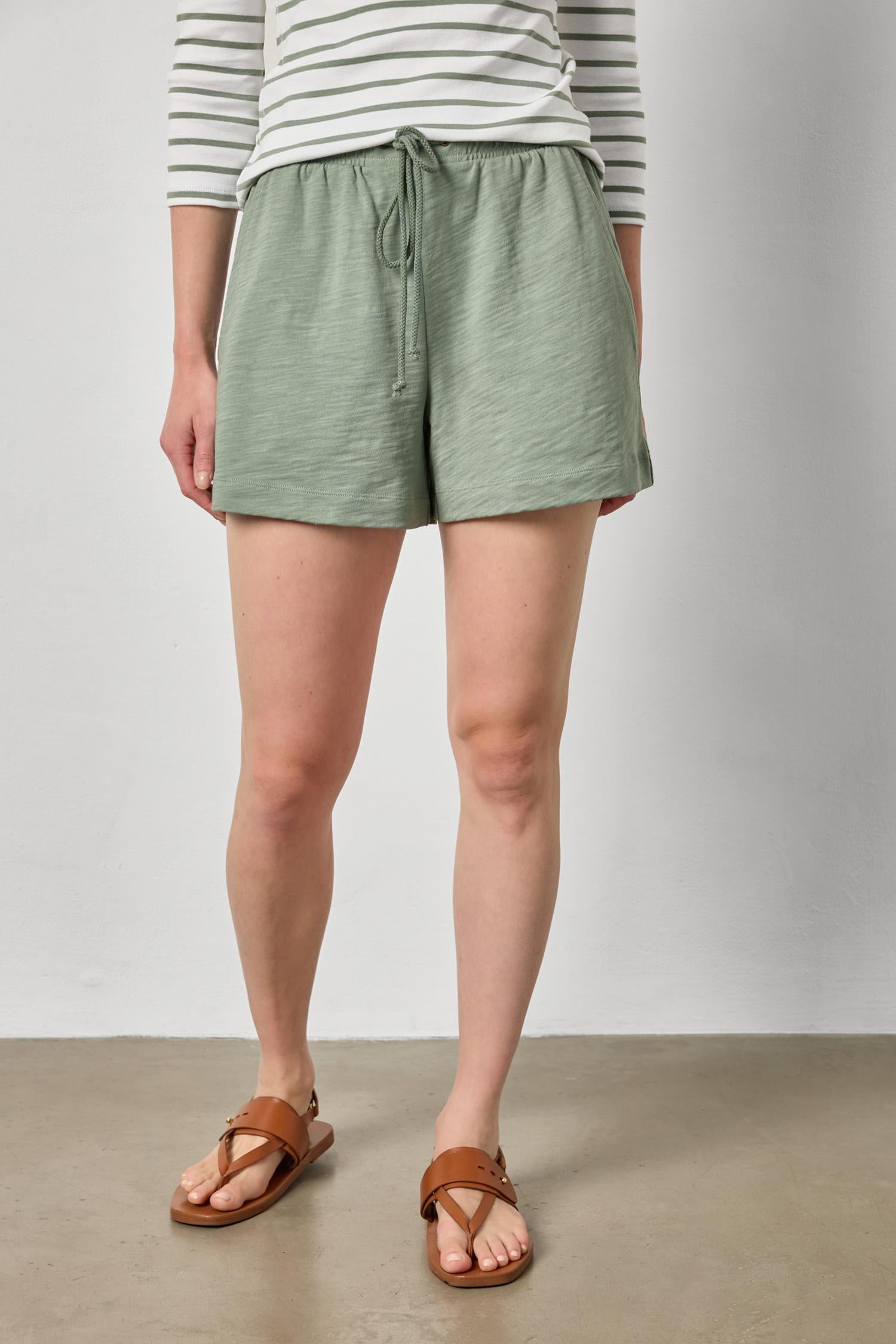 Elastic Waist Drawcord Short : Sage
