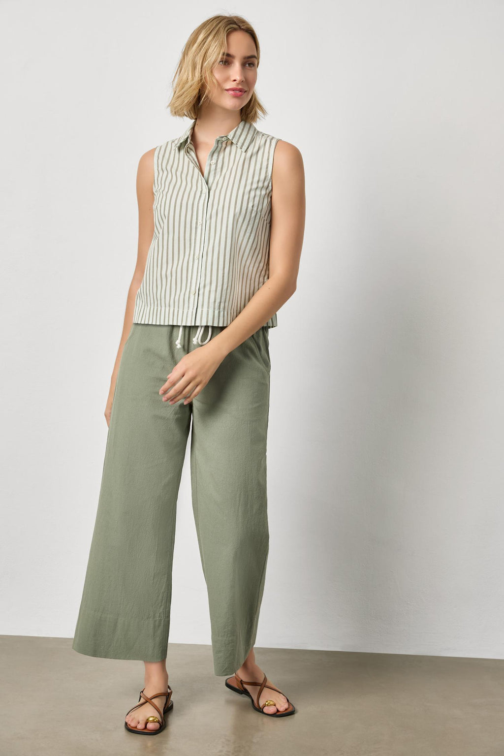 Wide Leg Summer Pant : Sage