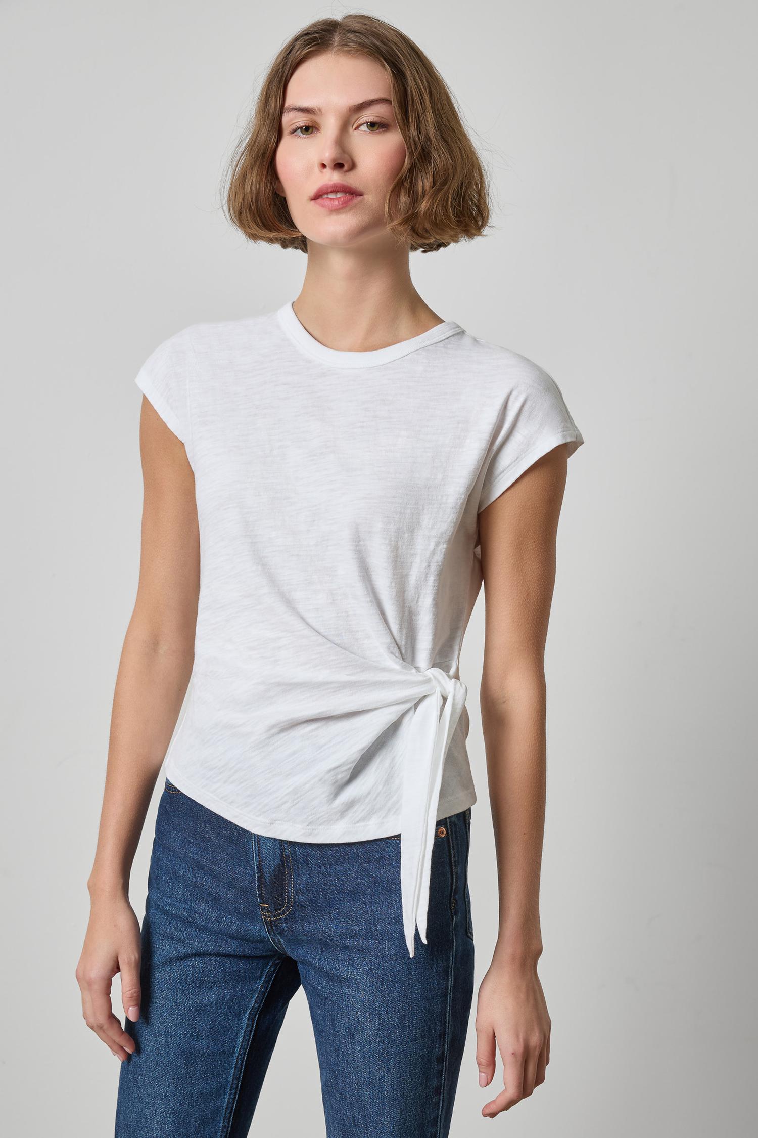 Tie Front Tee : White