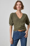 Seamed V-Neck Top : Olive