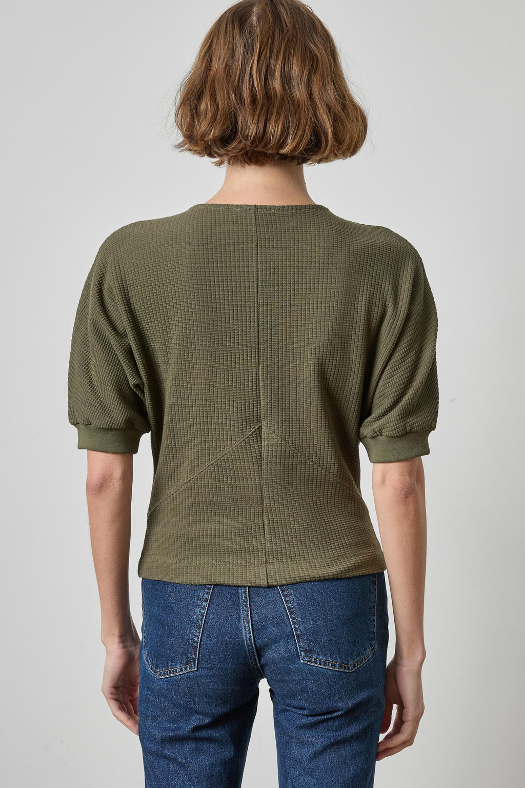 Seamed V-Neck Top : Olive