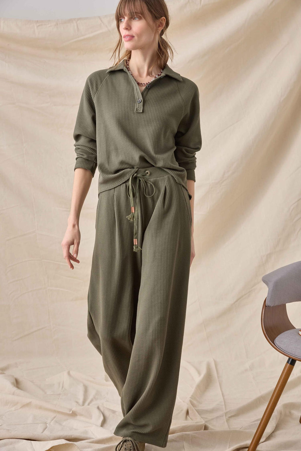 Full Length Pleated Pant : Olive