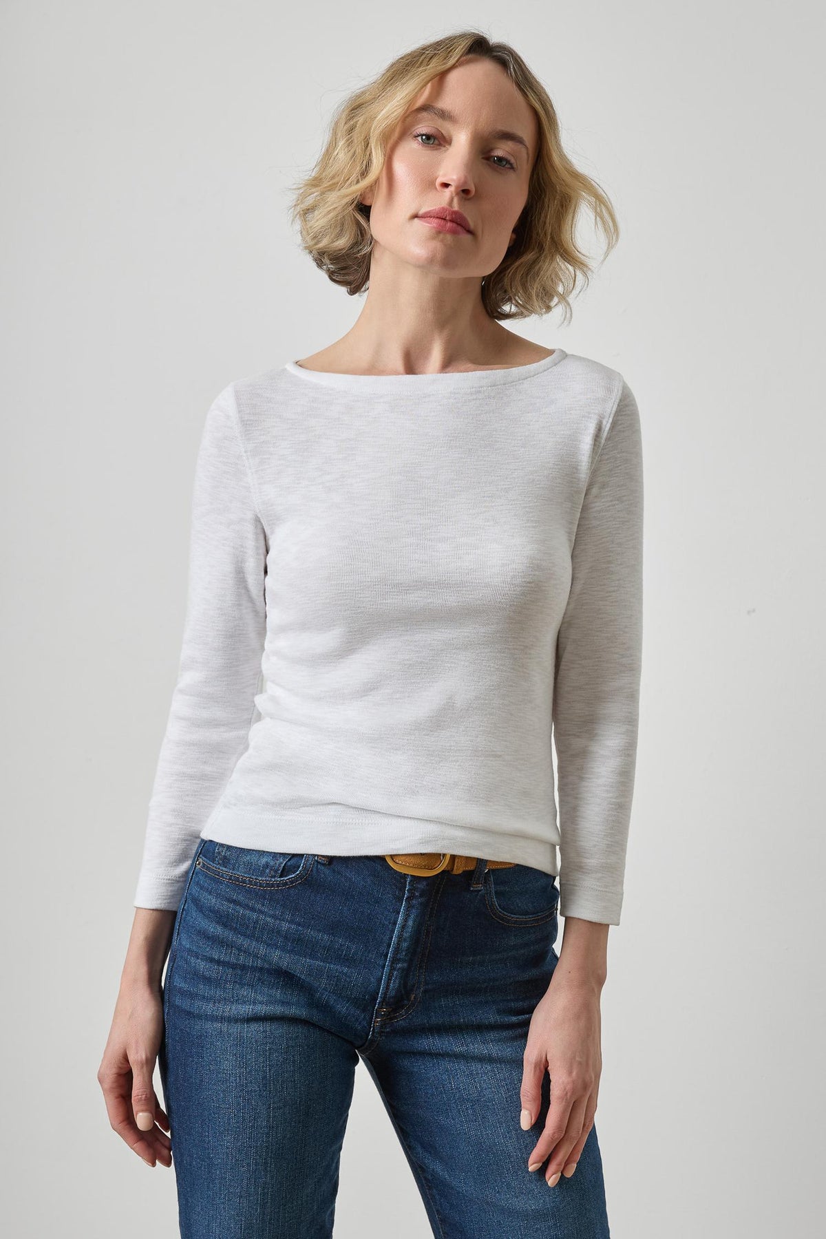 3/4 Sleeve French Tee in White