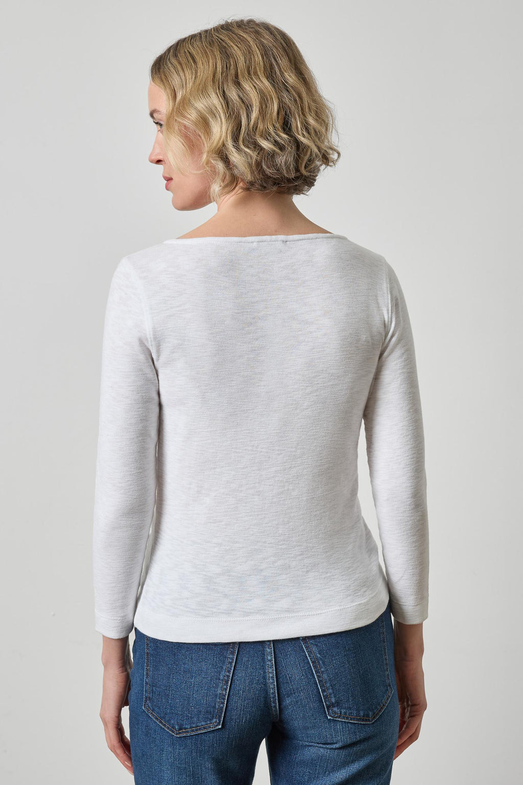 3/4 Sleeve French Tee in White