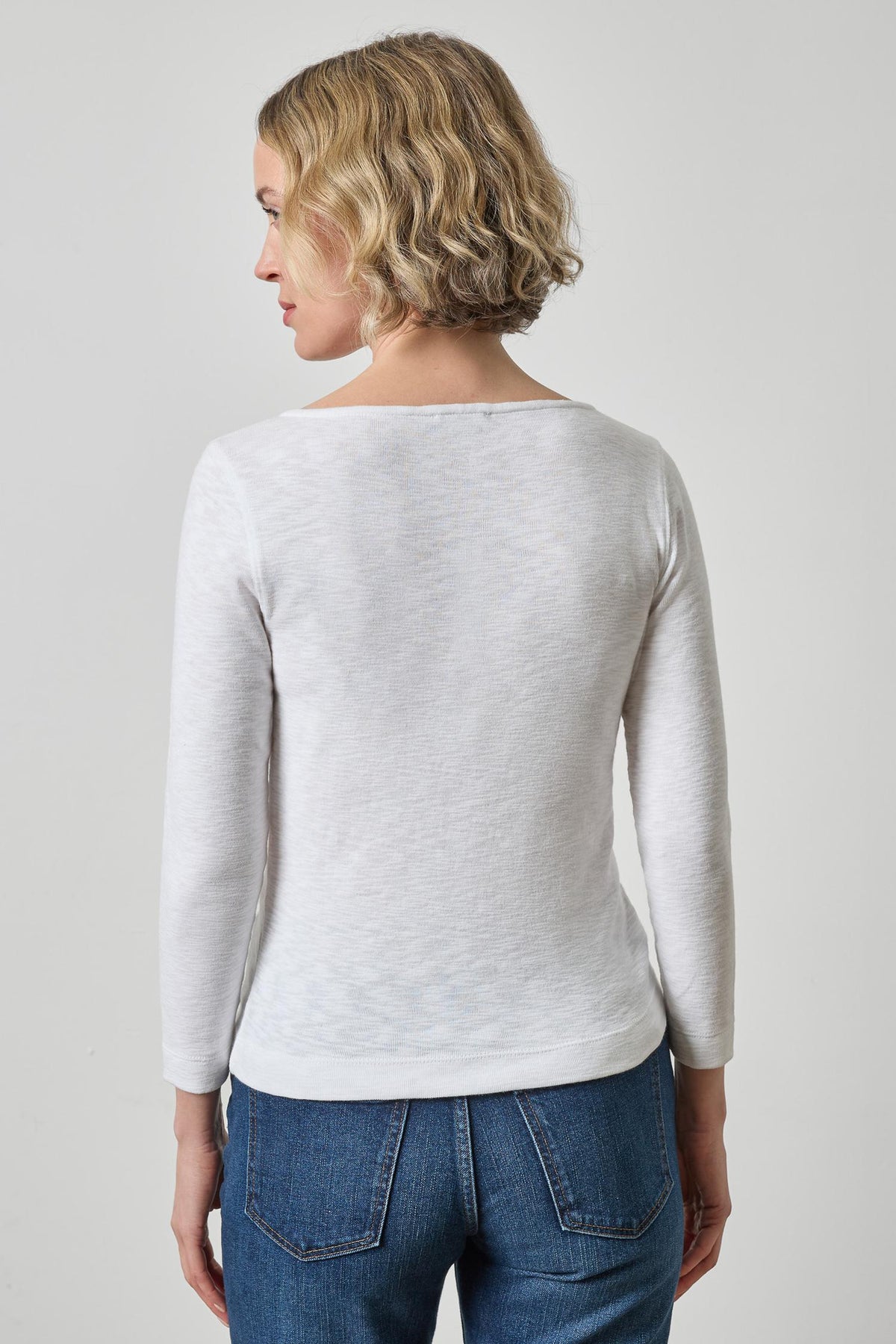 3/4 Sleeve French Tee in White