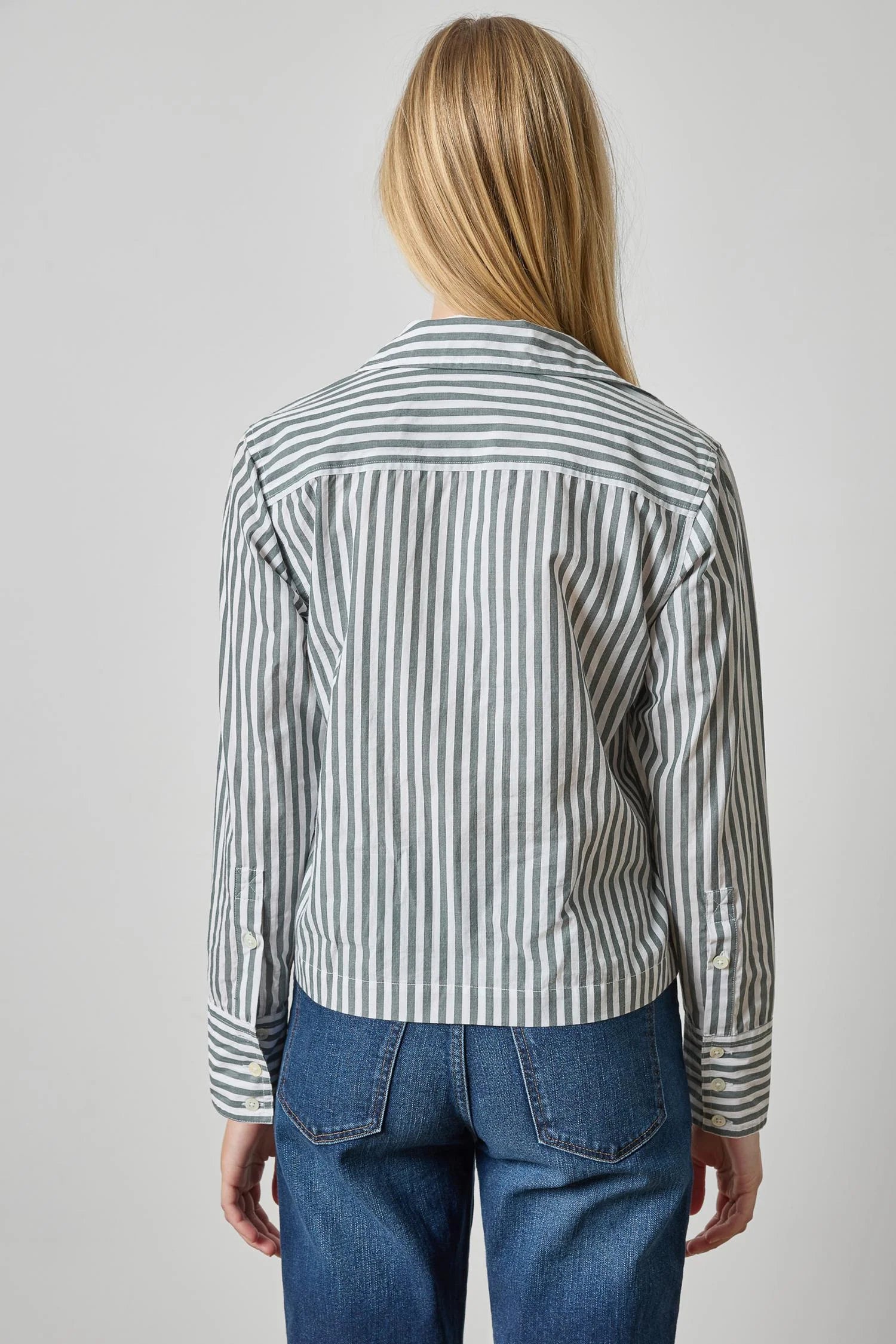 Straight Fit Short Button Down : Mineral Stripe