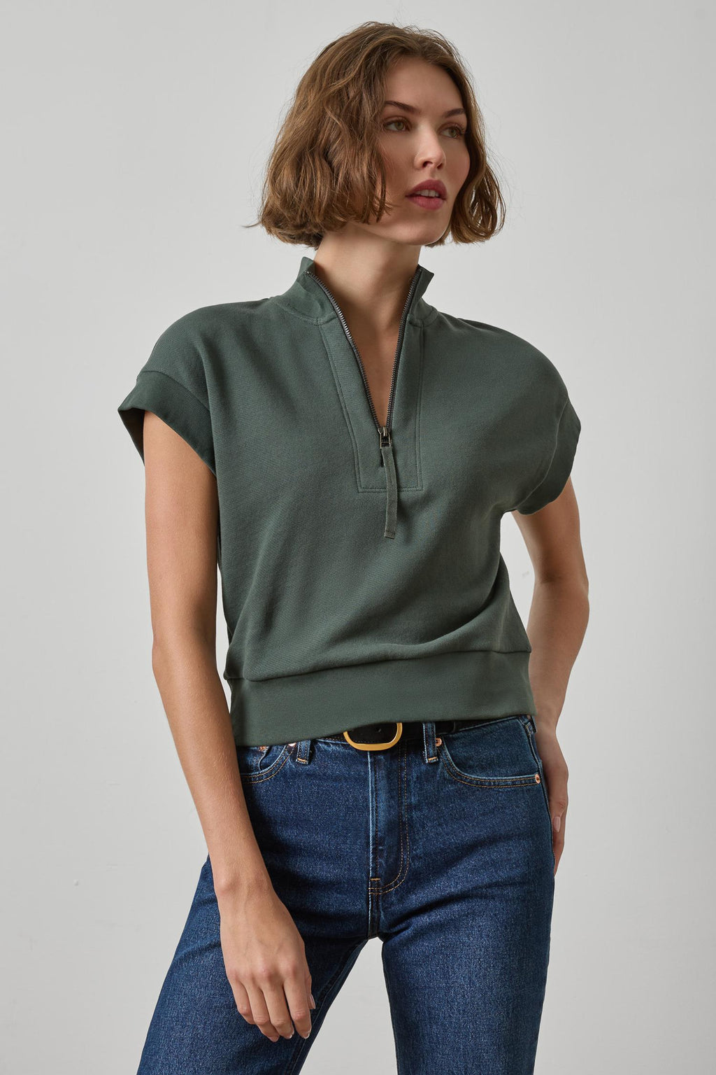Zip Mock Neck : Mineral