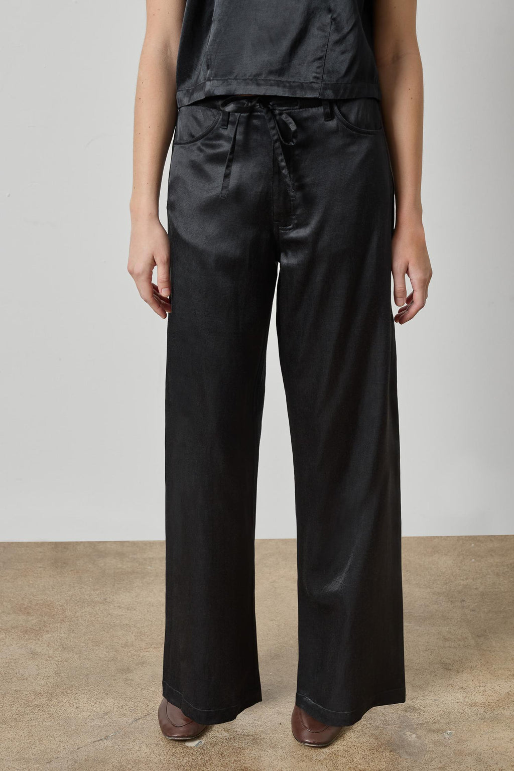 Slub Woven Pant in Black
