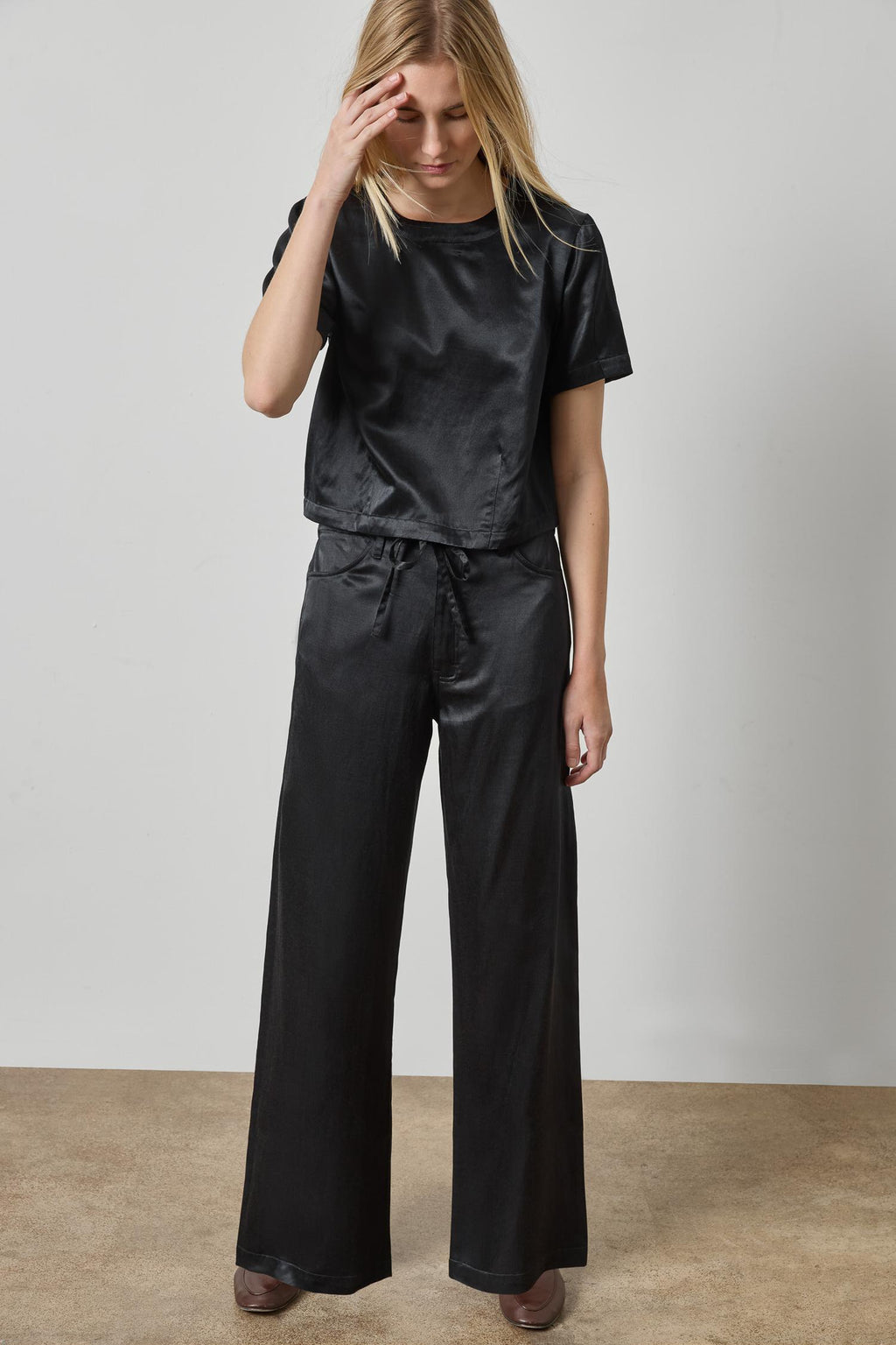 Slub Woven Pant in Black