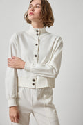 Mock Neck Cardigan In Chalk