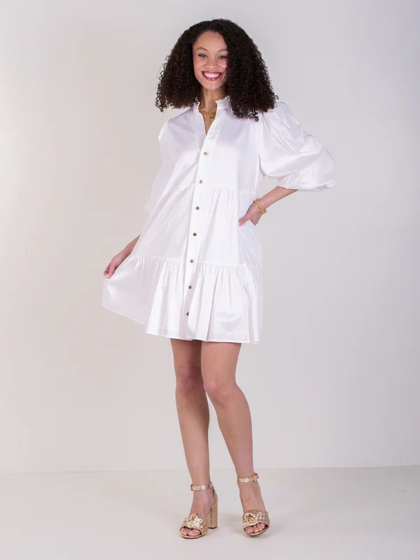 Sadie Dress - White Cotton Poplin