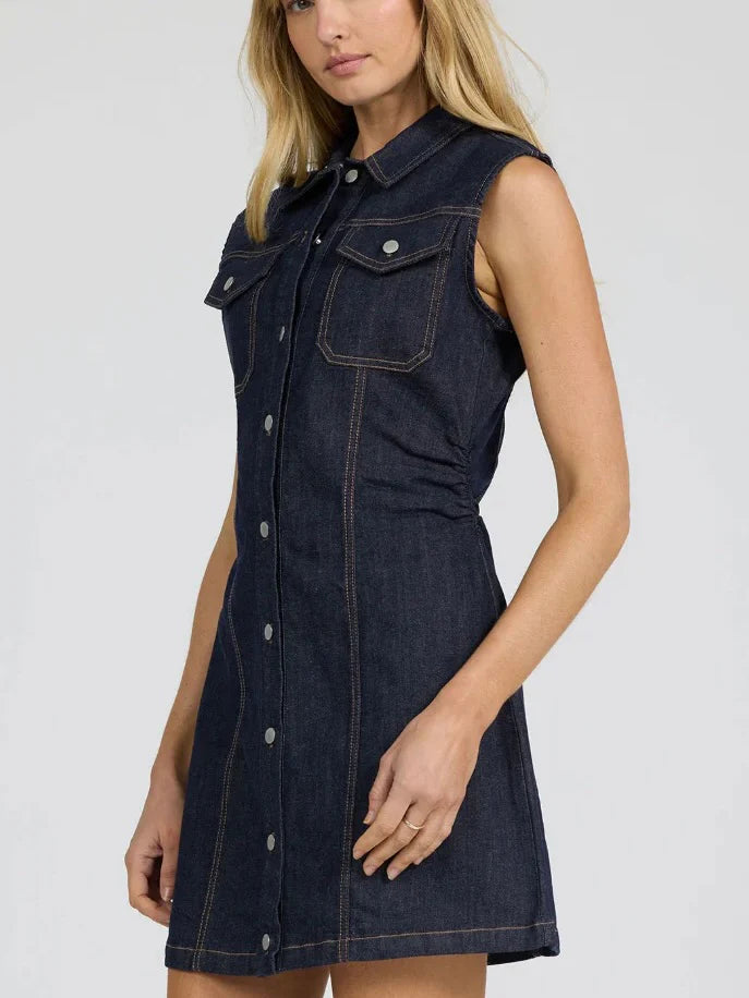 Saira Dress in Dark Denim